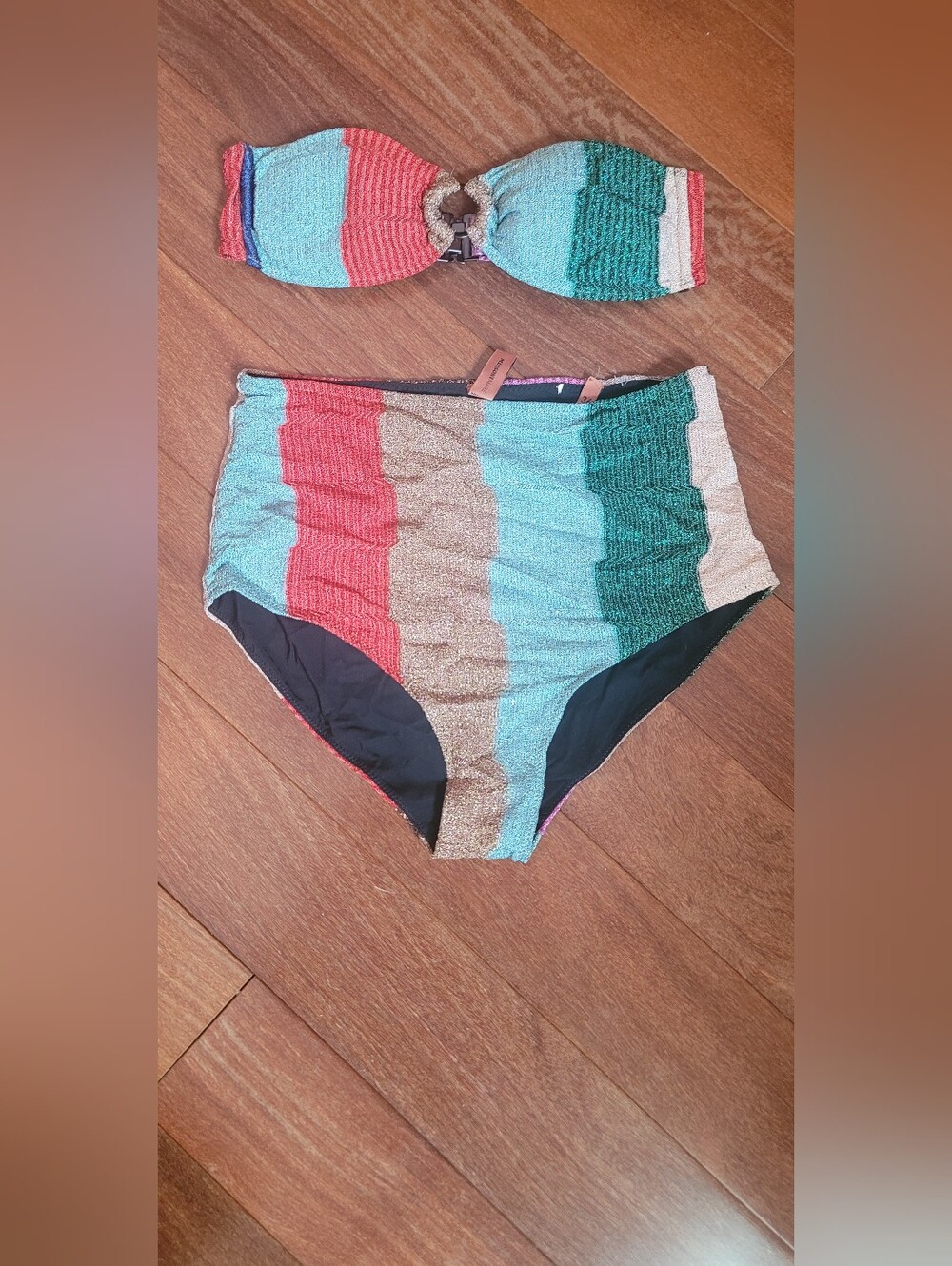 Missoni Mare High-Waist Striped Bandeau Bikini Set - Size 36